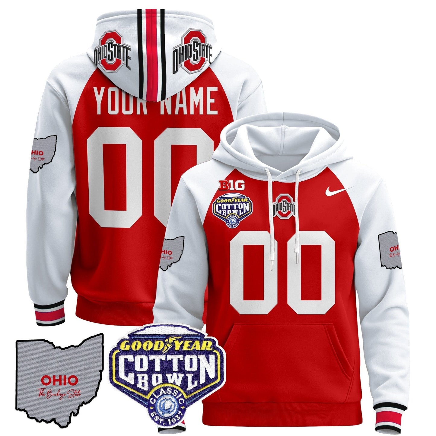 Ohio State Buckeyes Cotton Bowl Patch Custom Pullover Hoodie