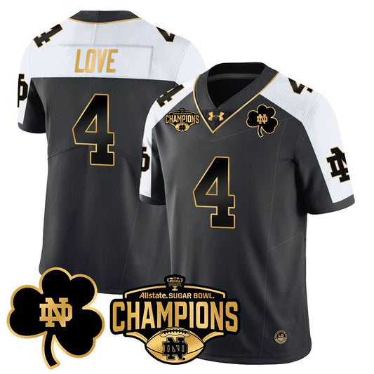 Notre Dame Fighting Irish 2025 Sugar Bowl Champions Gold Jersey - All Stitched
