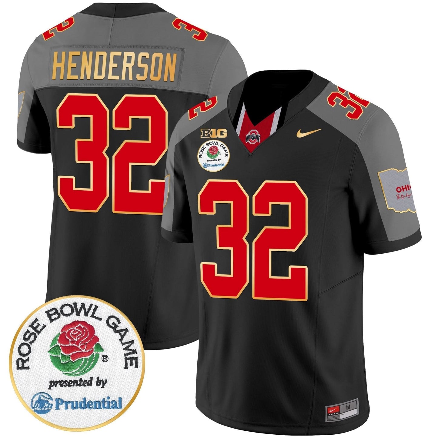 Ohio State Buckeyes Rose Bowl Gold Trim Vapor Limited Jersey - All Stitched