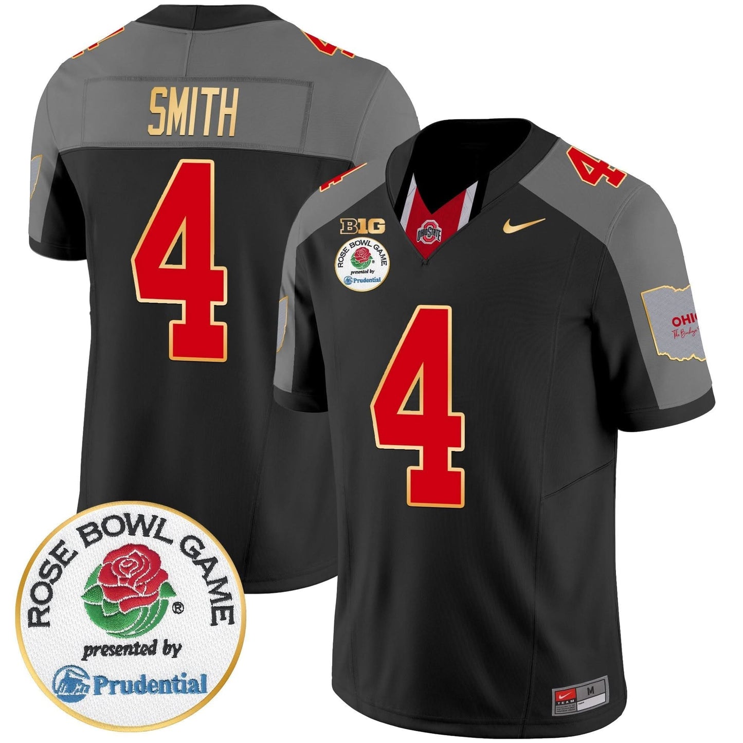Ohio State Buckeyes Rose Bowl Gold Trim Vapor Limited Jersey - All Stitched