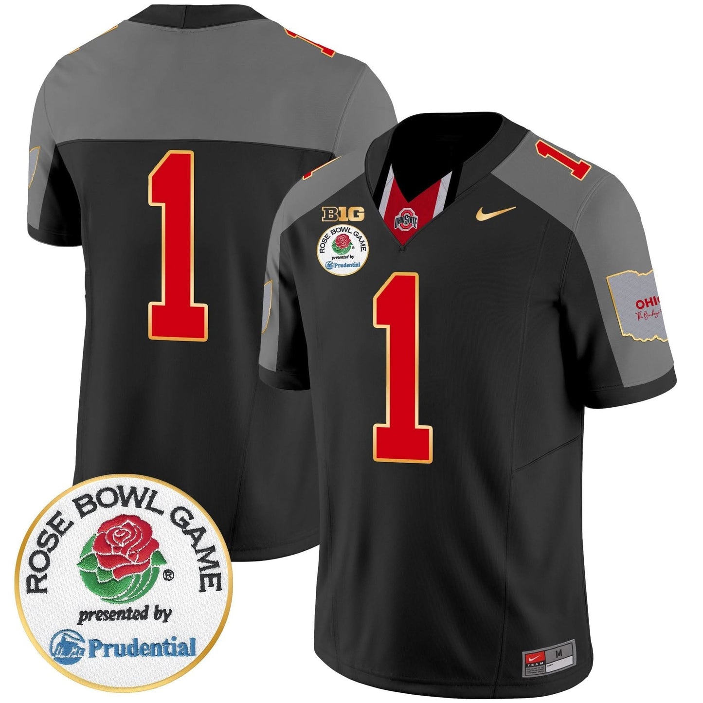 Ohio State Buckeyes Rose Bowl Gold Trim Vapor Limited Jersey - All Stitched