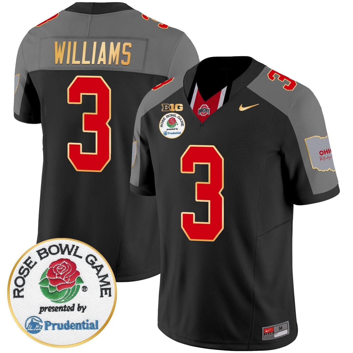 Ohio State Buckeyes Rose Bowl Gold Trim Vapor Limited Jersey - All Stitched