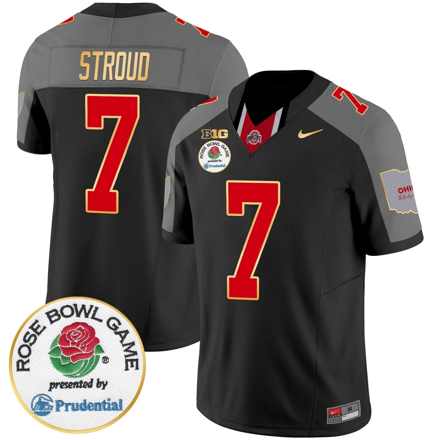 Ohio State Buckeyes Rose Bowl Gold Trim Vapor Limited Jersey - All Stitched