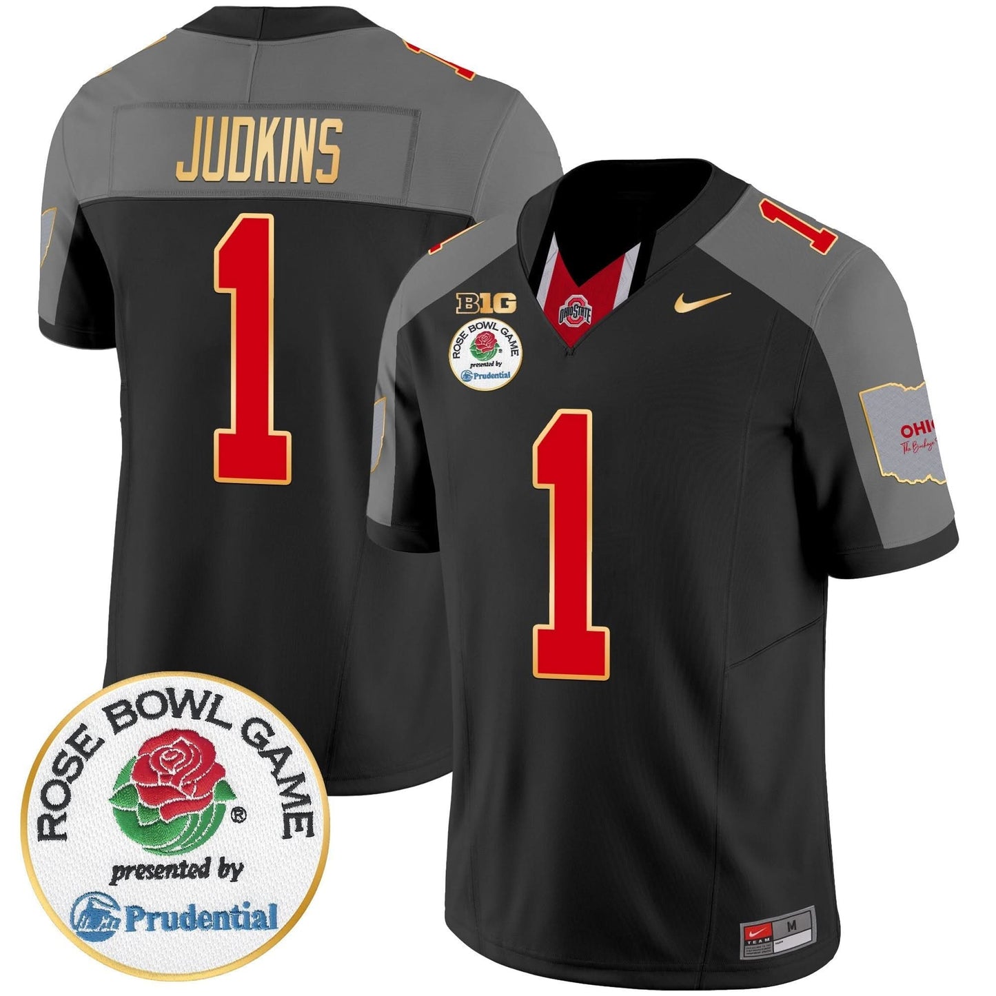 Ohio State Buckeyes Rose Bowl Gold Trim Vapor Limited Jersey - All Stitched