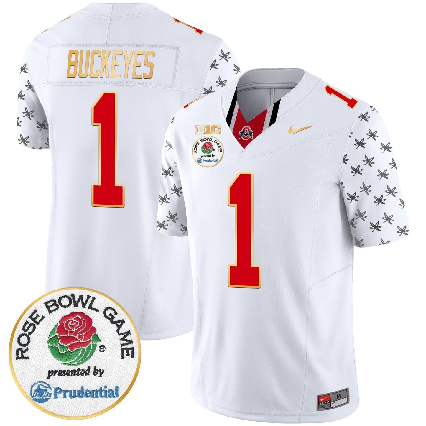 Ohio State Buckeyes Rose Bowl Gold Trim Vapor Limited Jersey - All Stitched