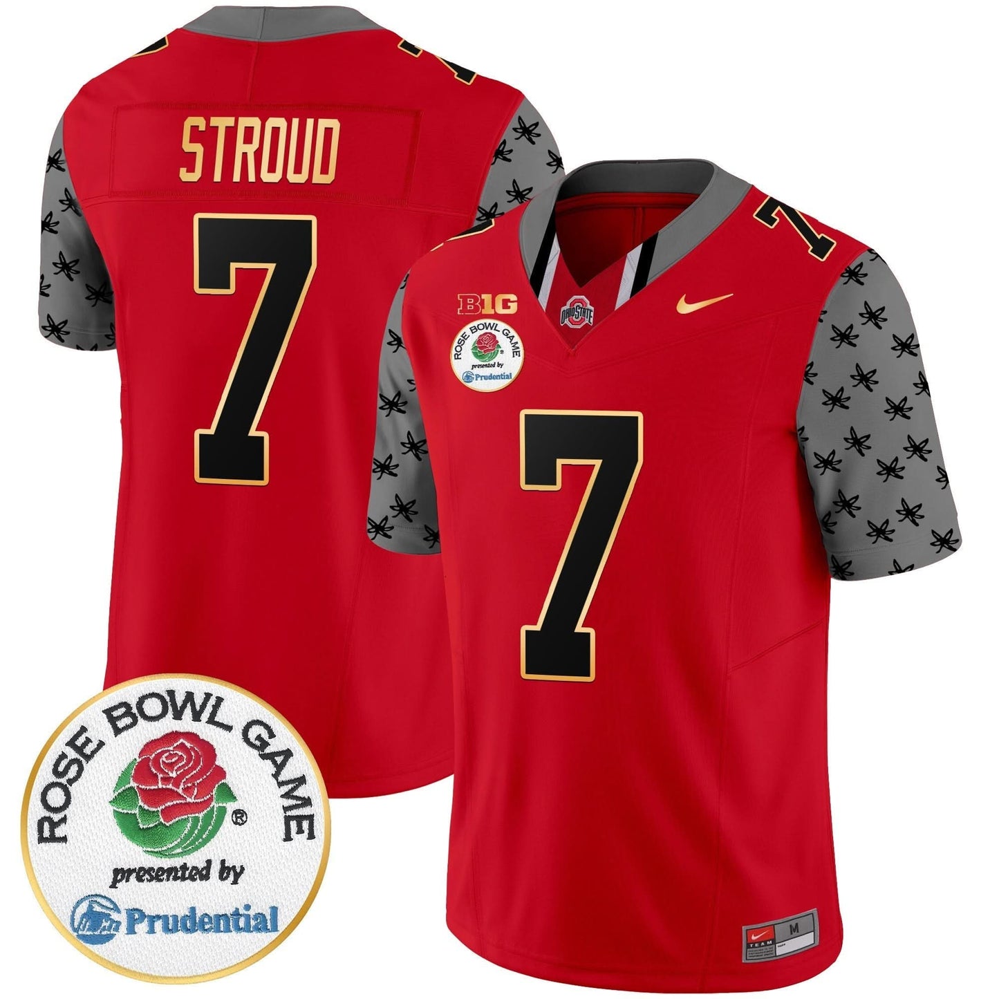 Ohio State Buckeyes Rose Bowl Gold Trim Vapor Limited Jersey - All Stitched
