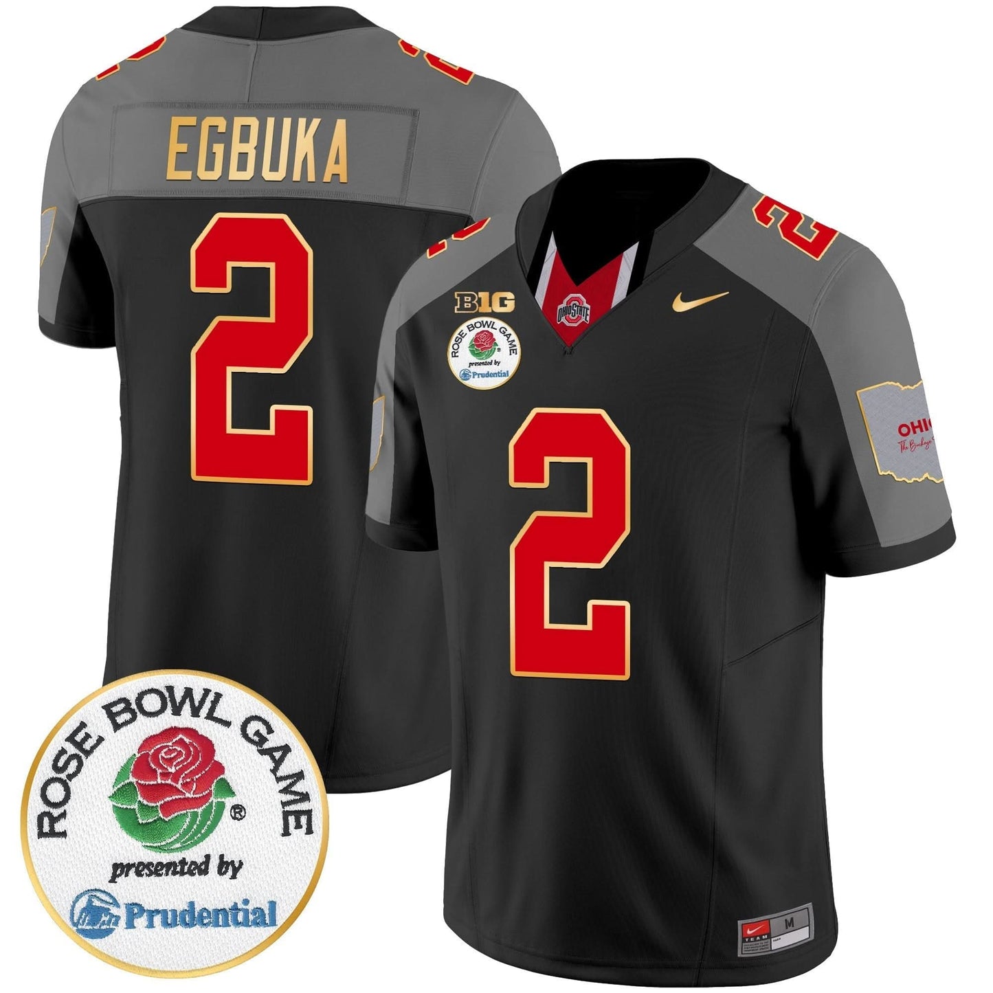 Ohio State Buckeyes Rose Bowl Gold Trim Vapor Limited Jersey - All Stitched