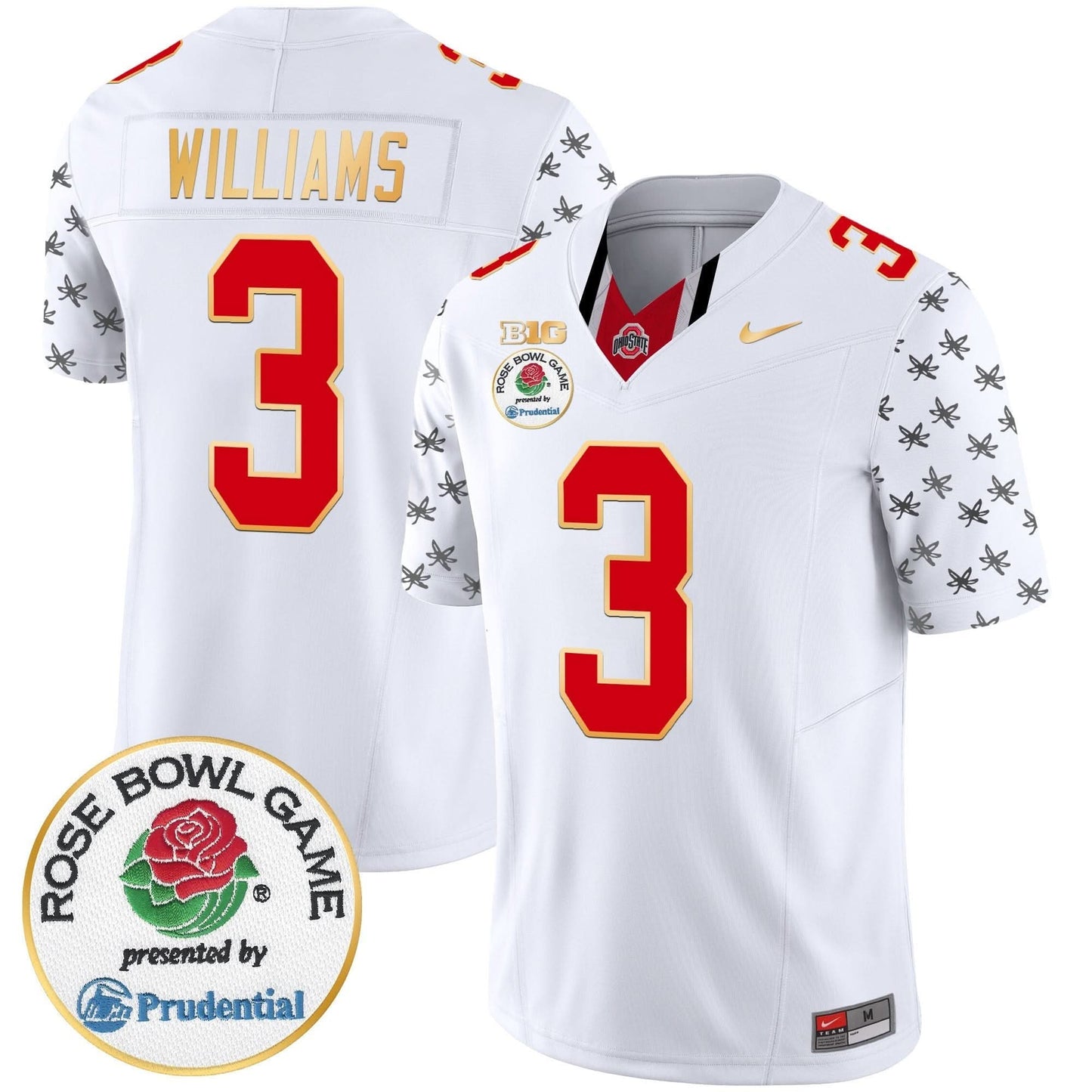 Ohio State Buckeyes Rose Bowl Gold Trim Vapor Limited Jersey - All Stitched