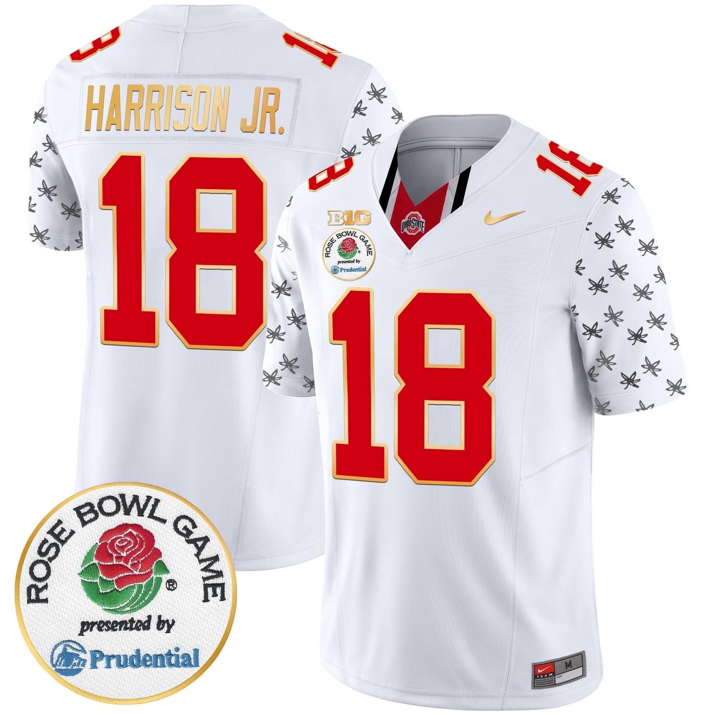 Ohio State Buckeyes Rose Bowl Gold Trim Vapor Limited Jersey - All Stitched