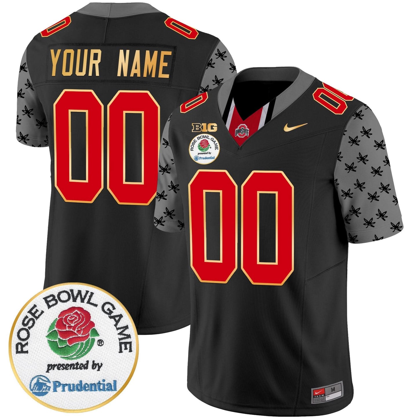 Ohio State Buckeyes Rose Bowl Gold Trim Vapor Limited Custom Jersey - All Stitched