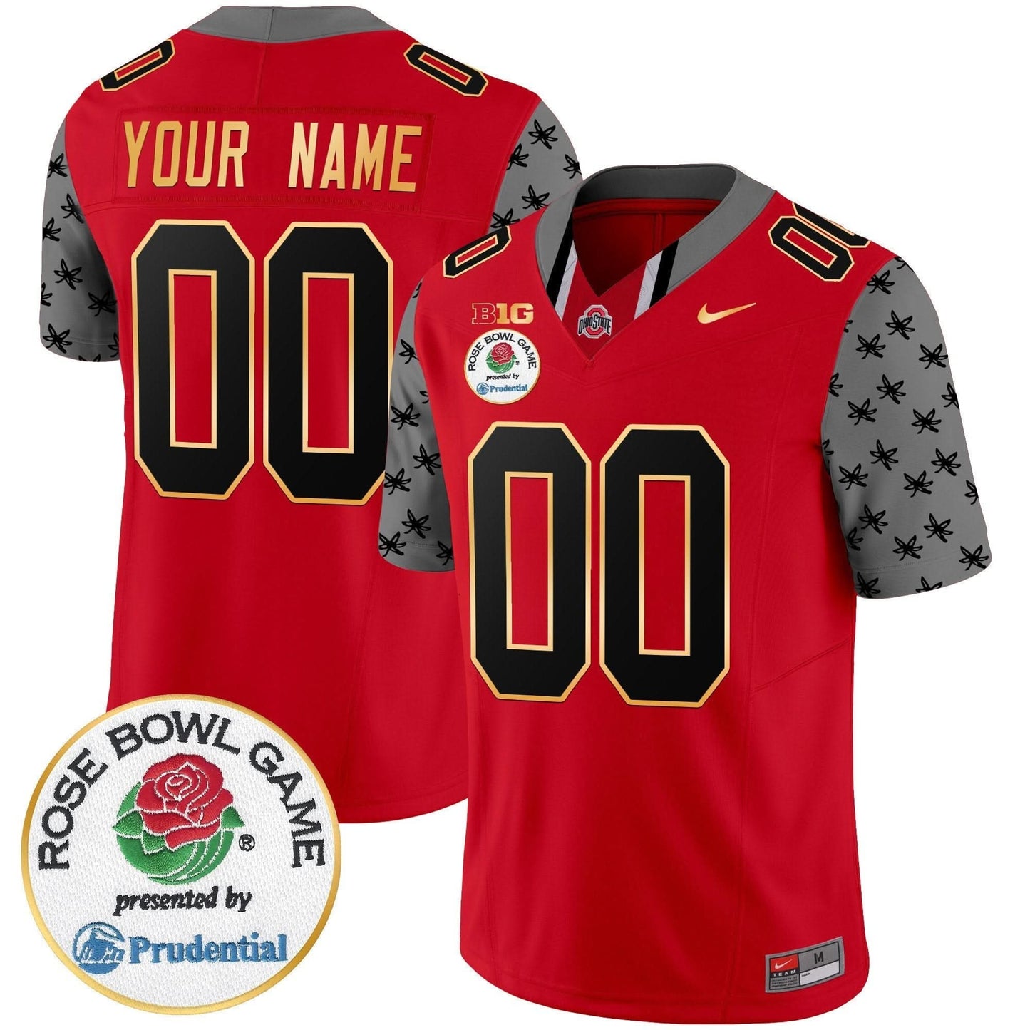 Ohio State Buckeyes Rose Bowl Gold Trim Vapor Limited Custom Jersey - All Stitched