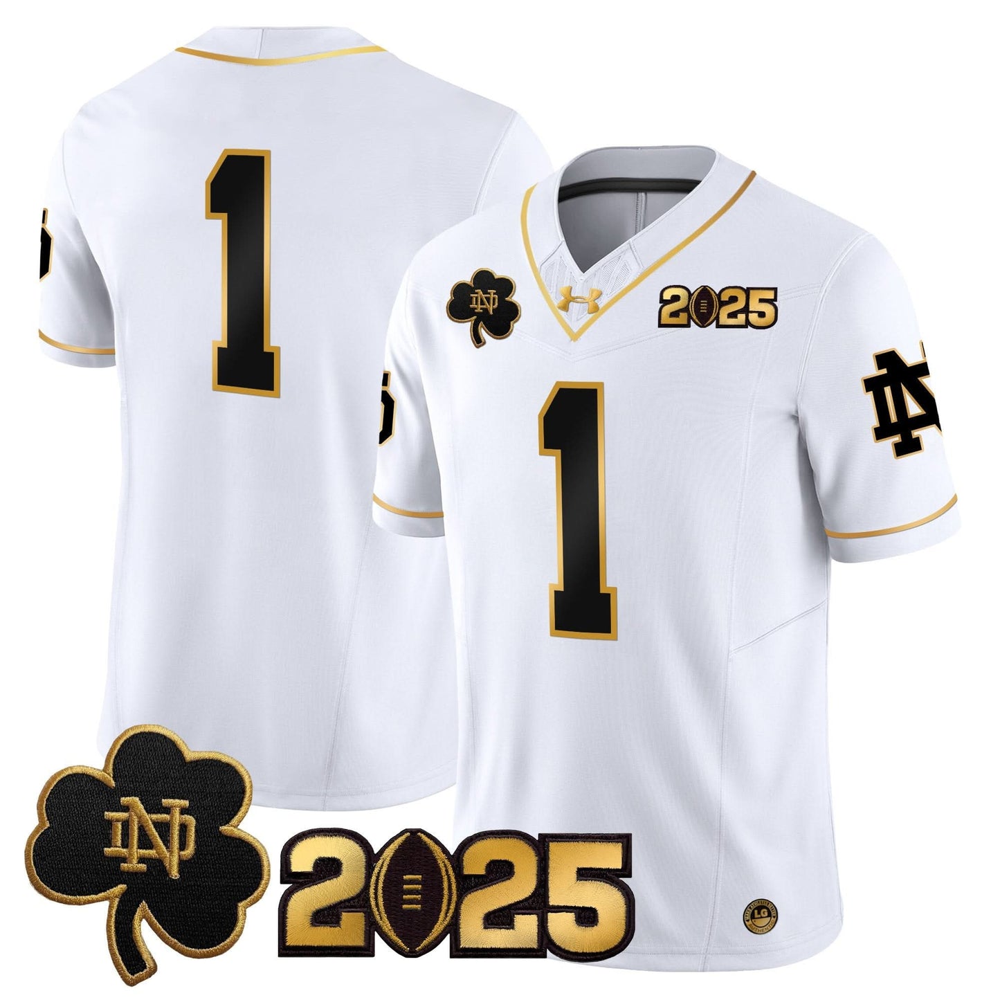 Notre Dame Fighting Irish 2025 CFP Final Patch Gold Vapor Limited Jersey - All Stitched