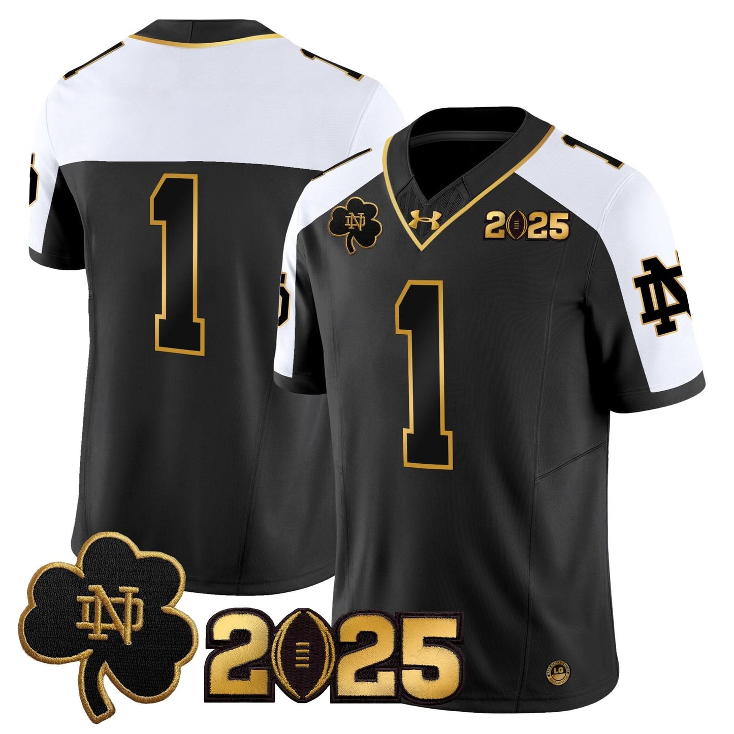 Notre Dame Fighting Irish 2025 CFP Final Patch Gold Vapor Limited Jersey - All Stitched