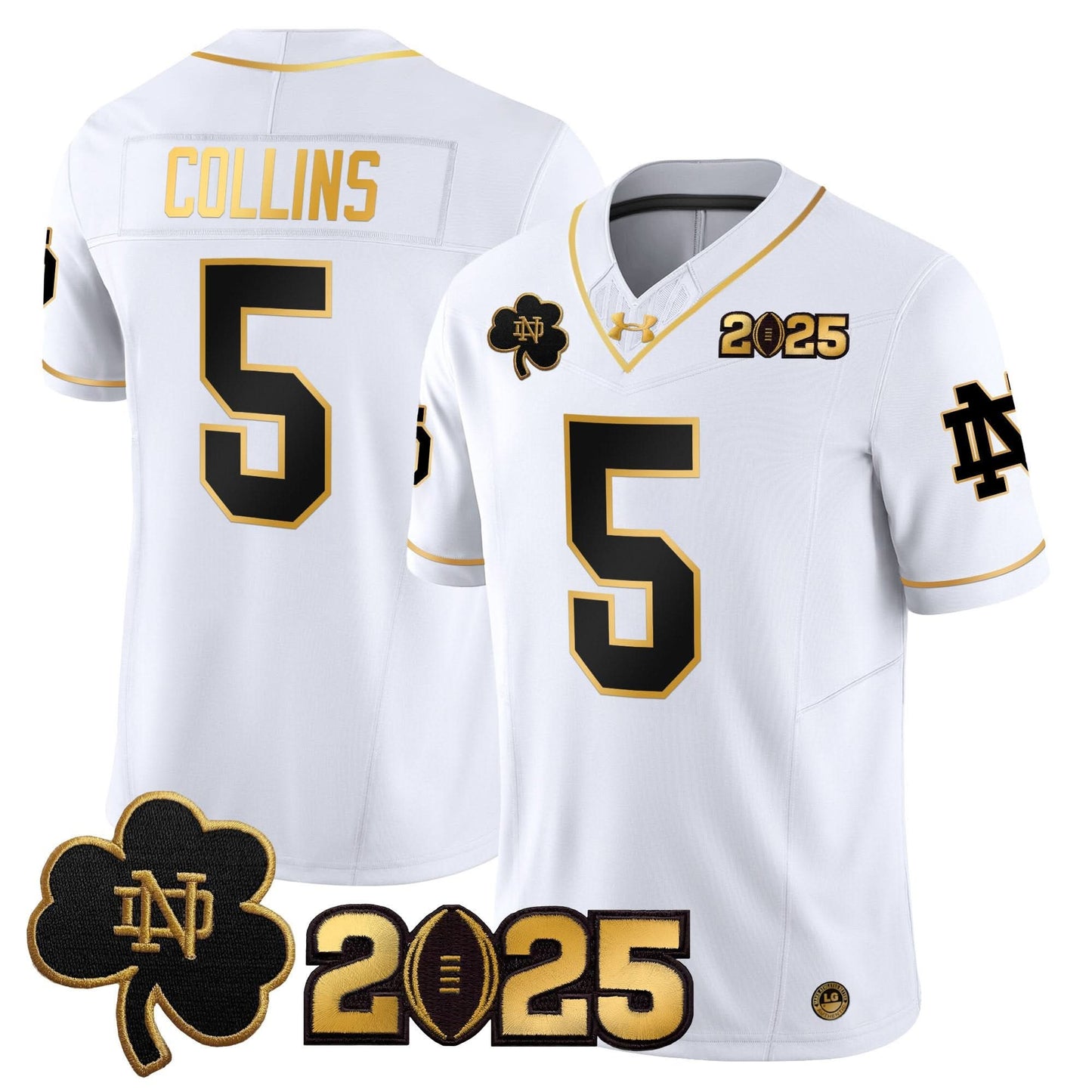 Notre Dame Fighting Irish 2025 CFP Final Patch Gold Vapor Limited Jersey - All Stitched