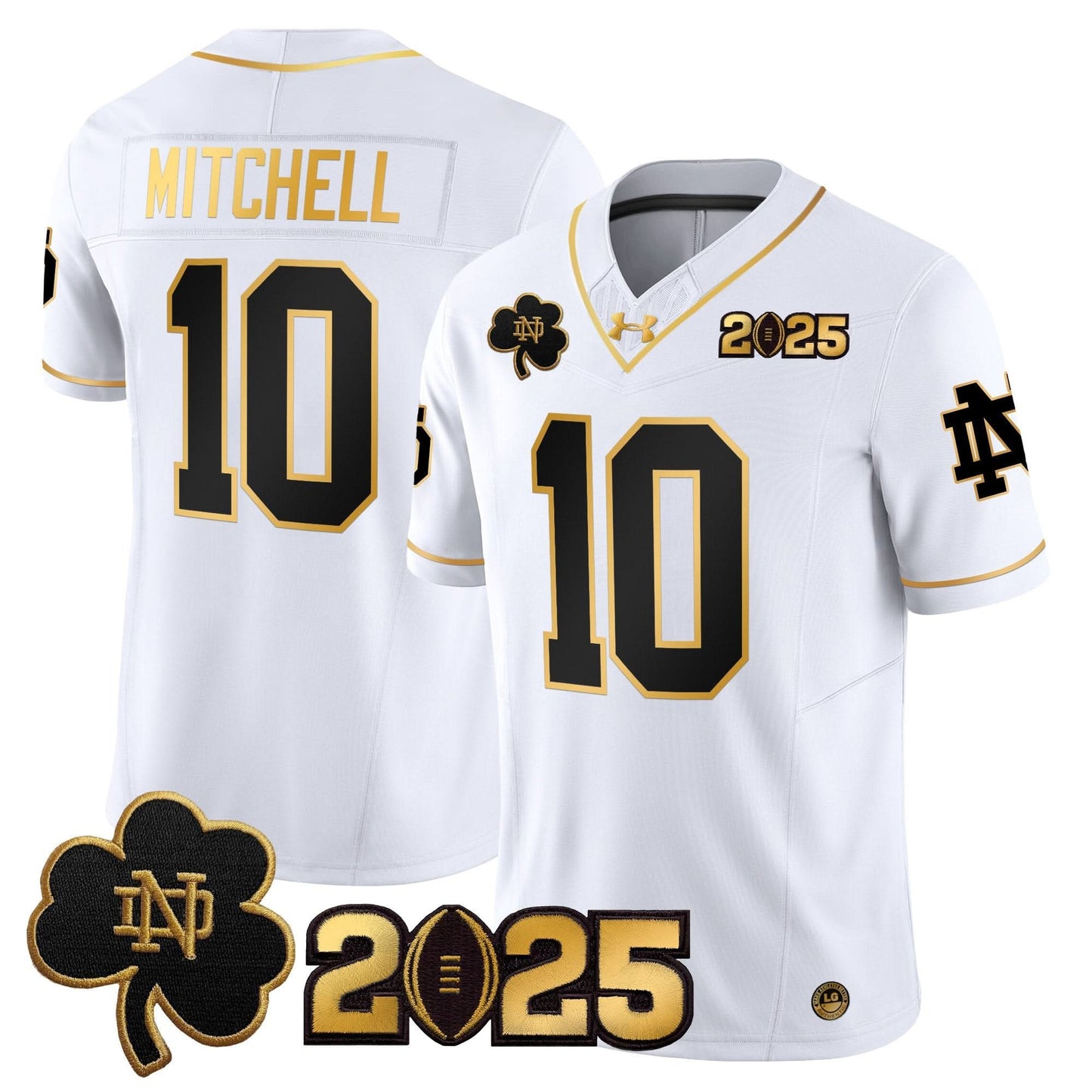 Notre Dame Fighting Irish 2025 CFP Final Patch Gold Vapor Limited Jersey - All Stitched