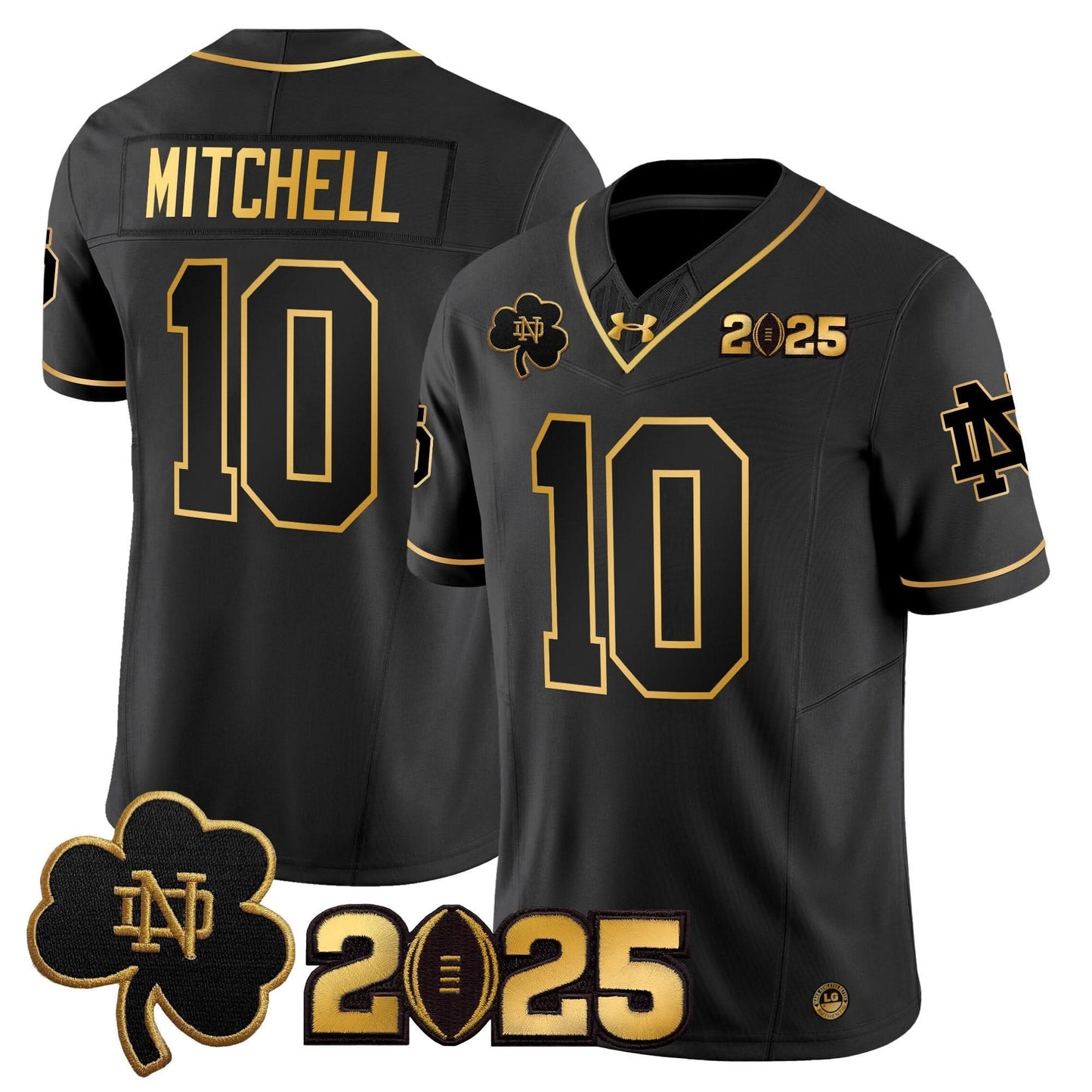 Notre Dame Fighting Irish 2025 CFP Final Patch Gold Vapor Limited Jersey - All Stitched
