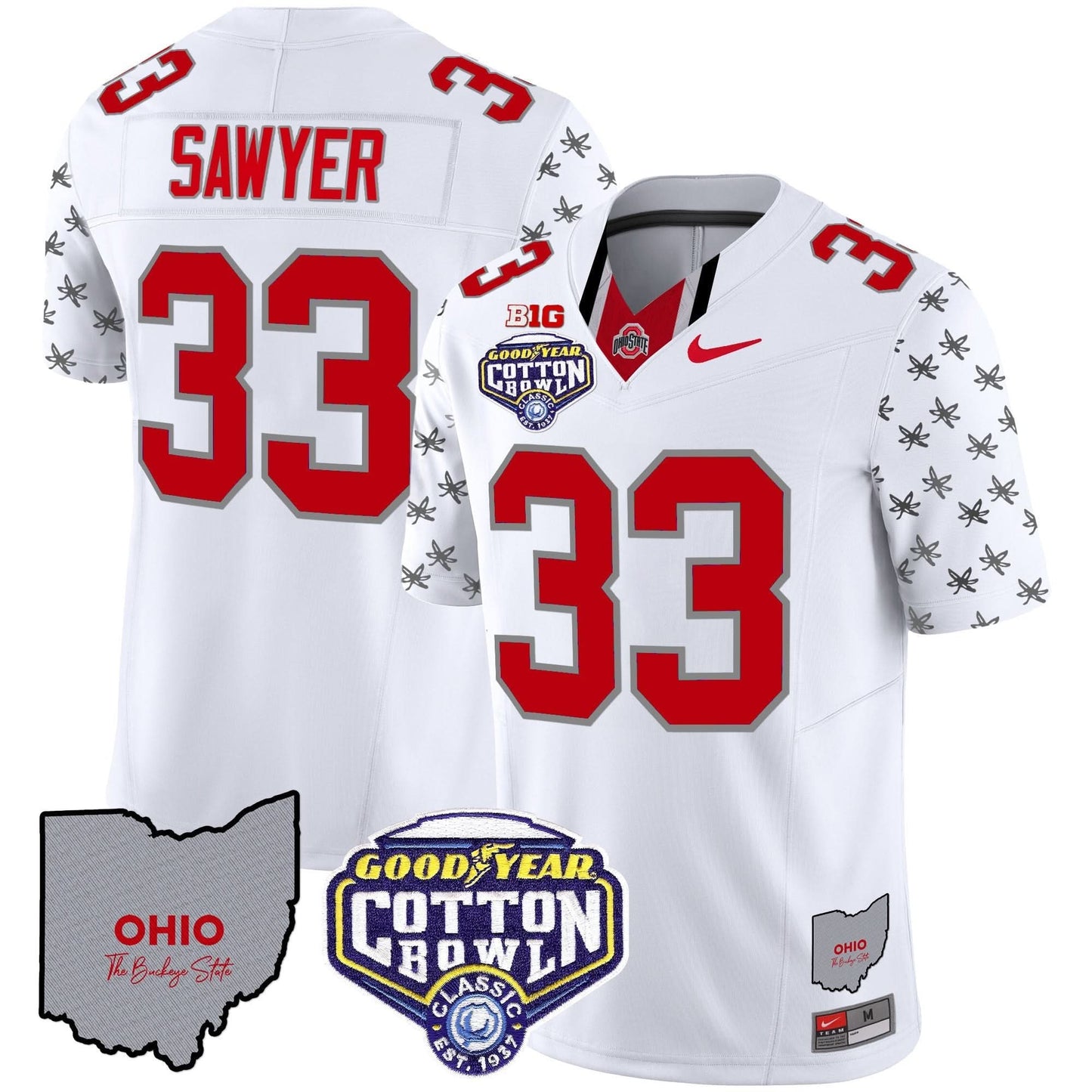 Ohio State Buckeyes Cotton Bowl Patch Vapor Limited Jersey - All Stitched
