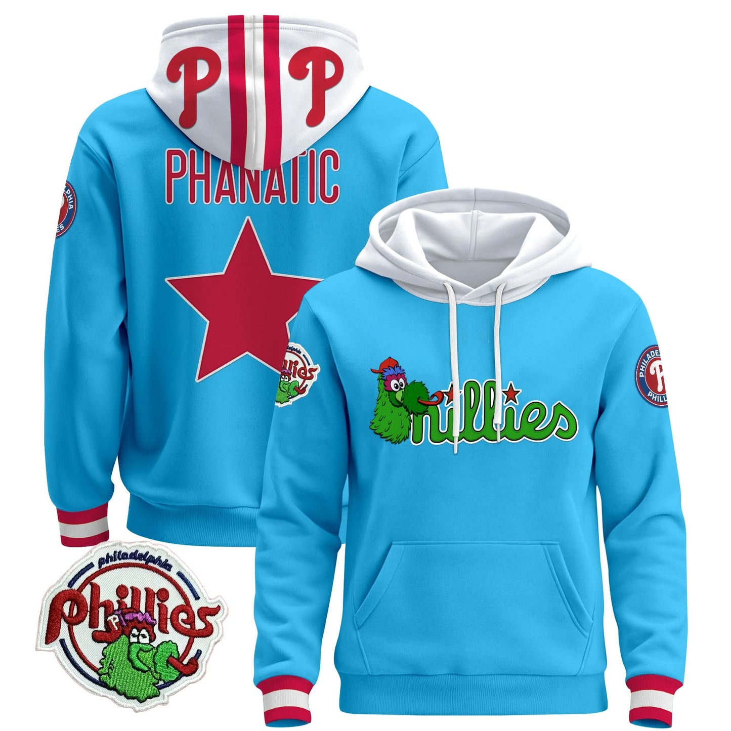 Men's Philadelphia Phillies Phanatic Patch Pullover Hoodie - All Stitched