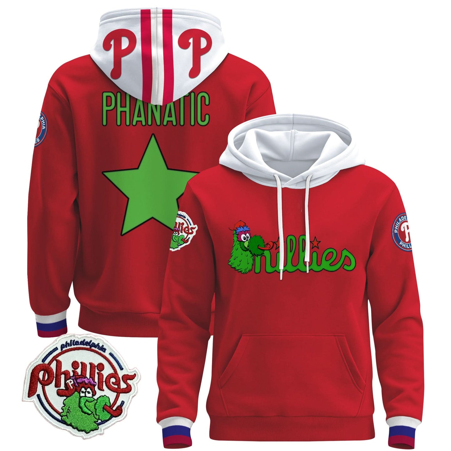 Men's Philadelphia Phillies Phanatic Patch Pullover Hoodie - All Stitched