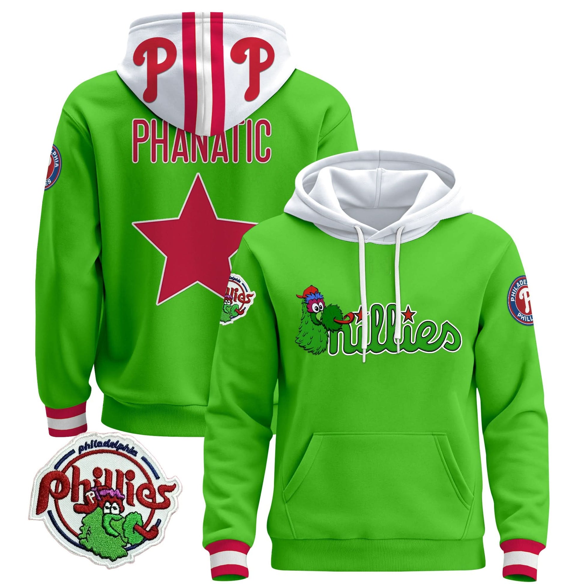 Men's Philadelphia Phillies Phanatic Patch Pullover Hoodie - All Stitched