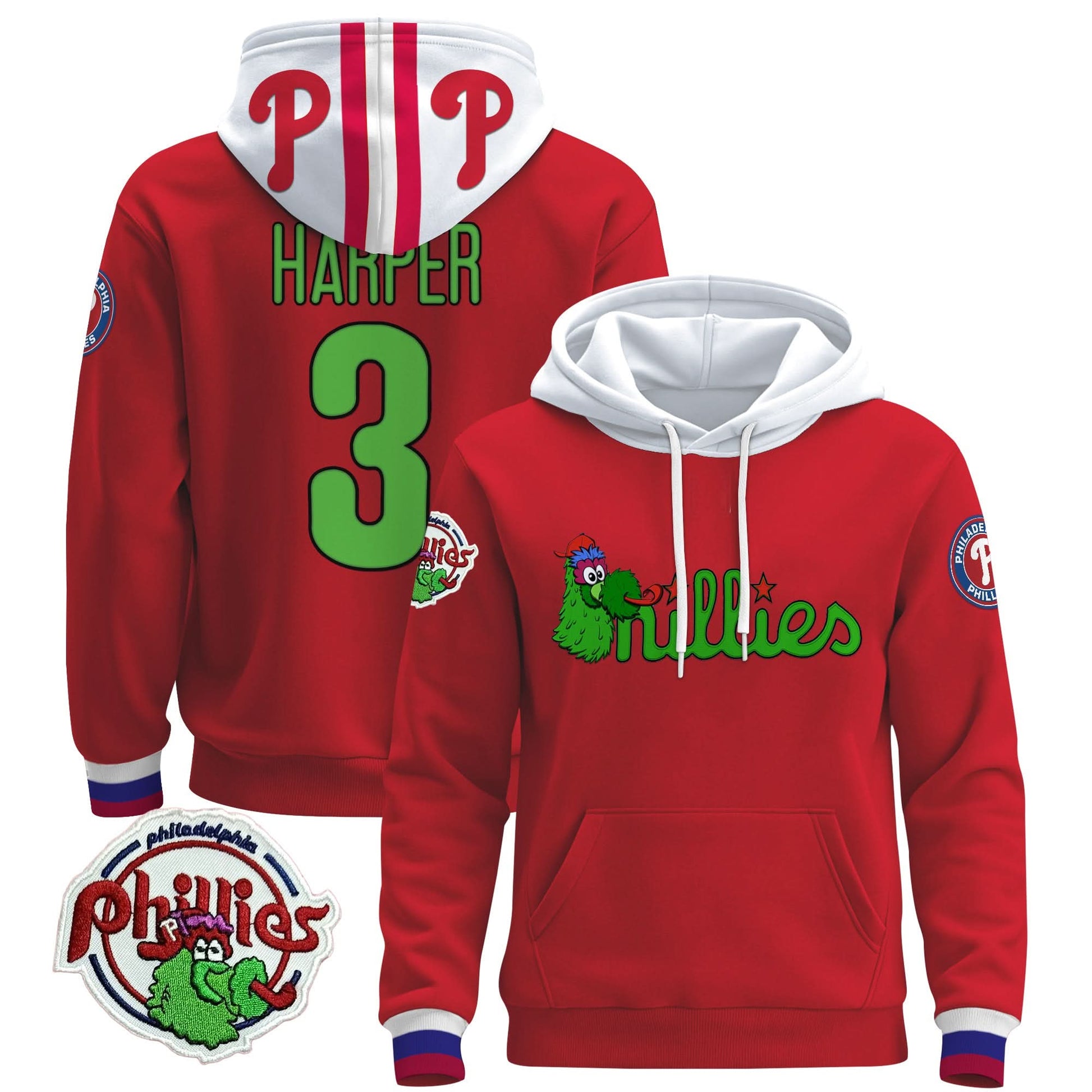 Men's Philadelphia Phillies Phanatic Patch Pullover Hoodie - All Stitched