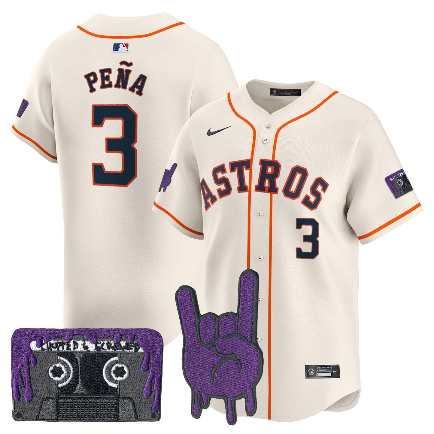 Men's Houston Astros DJ Screw Patch Vapor Premier Limited Jersey - All Stitched
