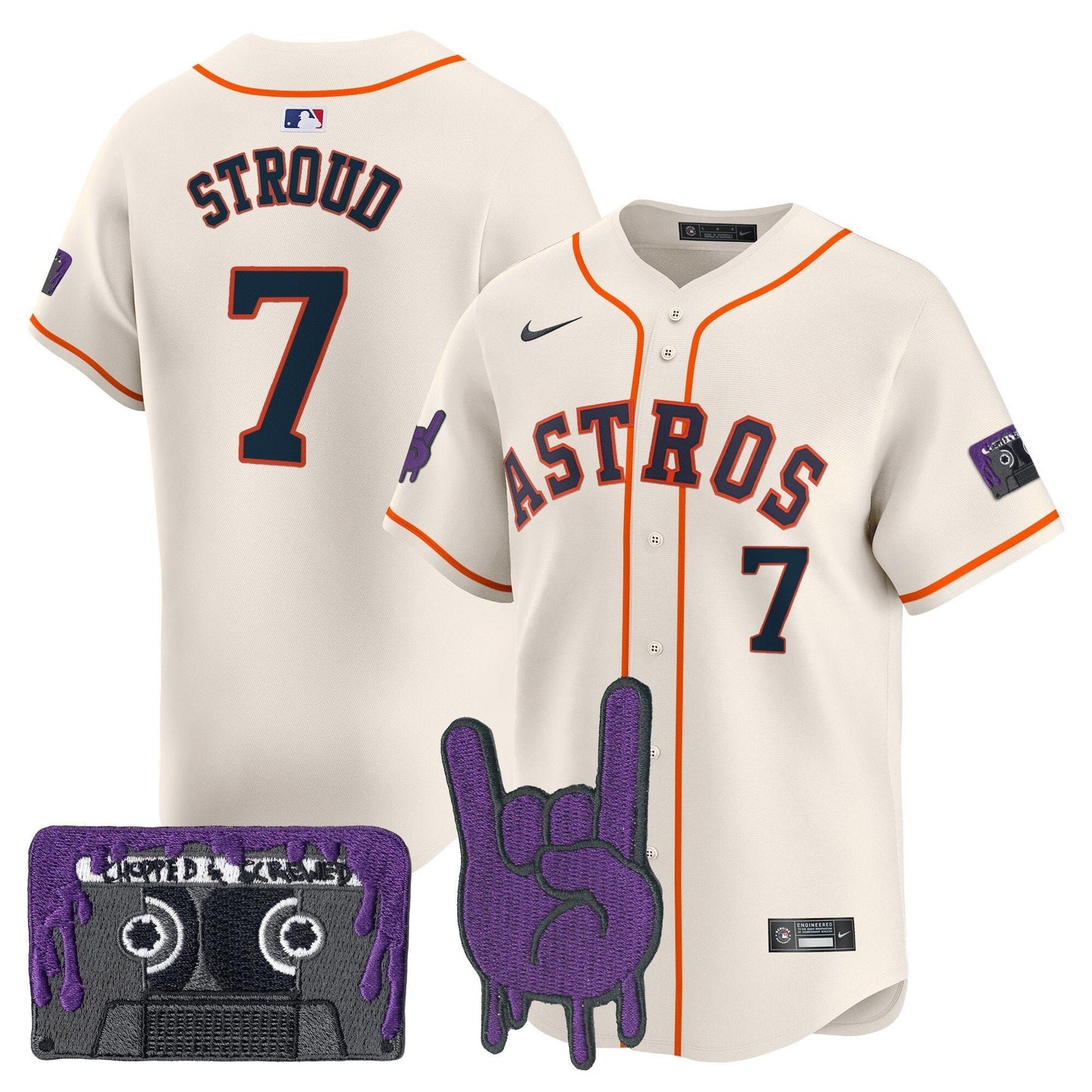 Men's Houston Astros DJ Screw Patch Vapor Premier Limited Jersey - All Stitched