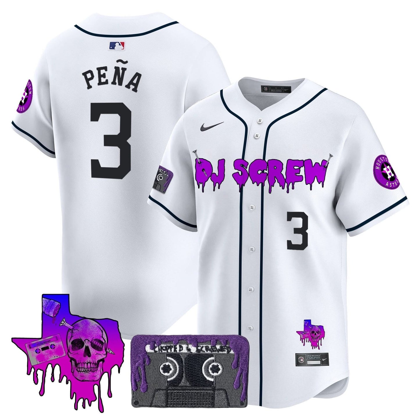 Men's Houston Astros DJ Screw Patch Vapor Premier Limited Jersey V2 - All Stitched