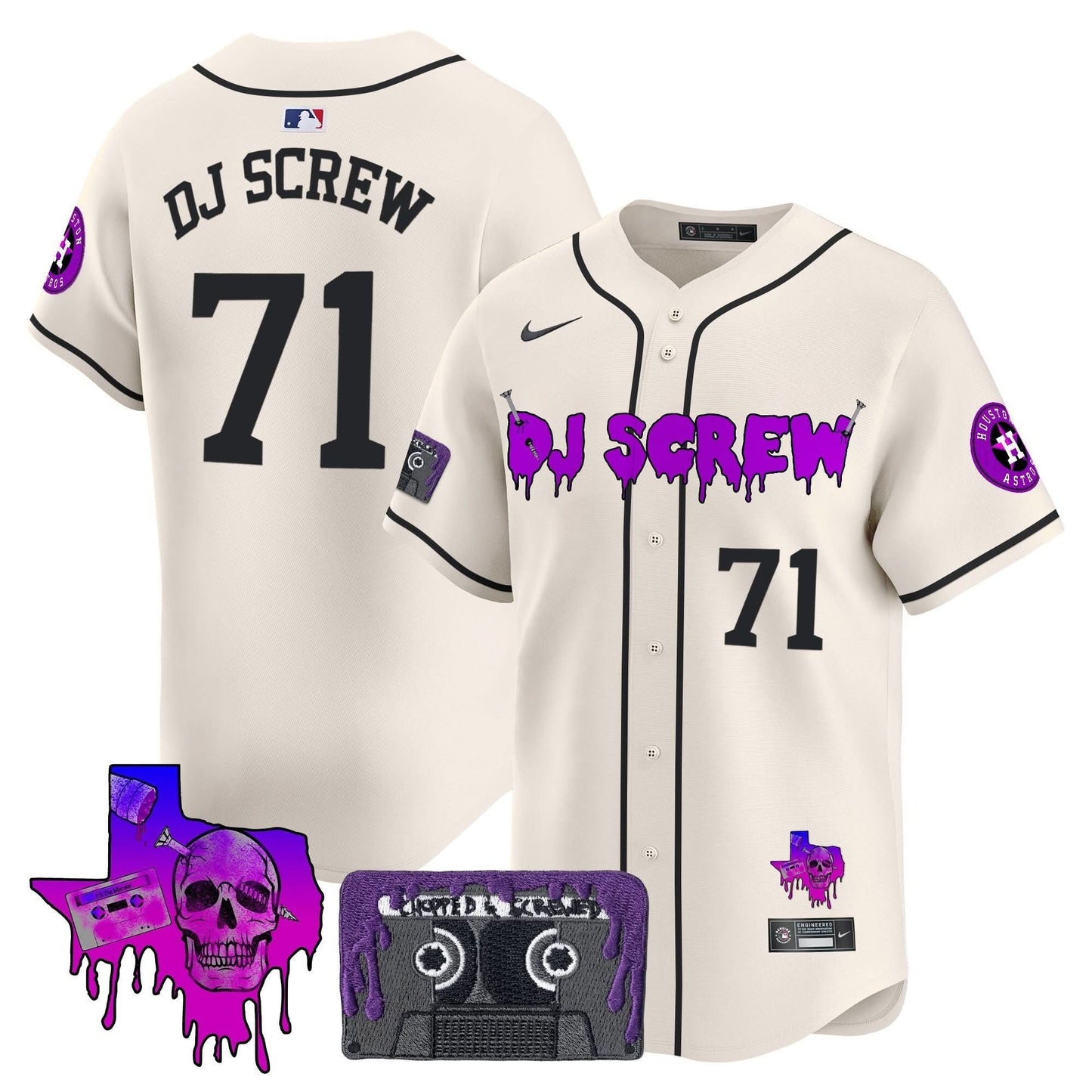 Men's Houston Astros DJ Screw Patch Vapor Premier Limited Jersey V2 - All Stitched