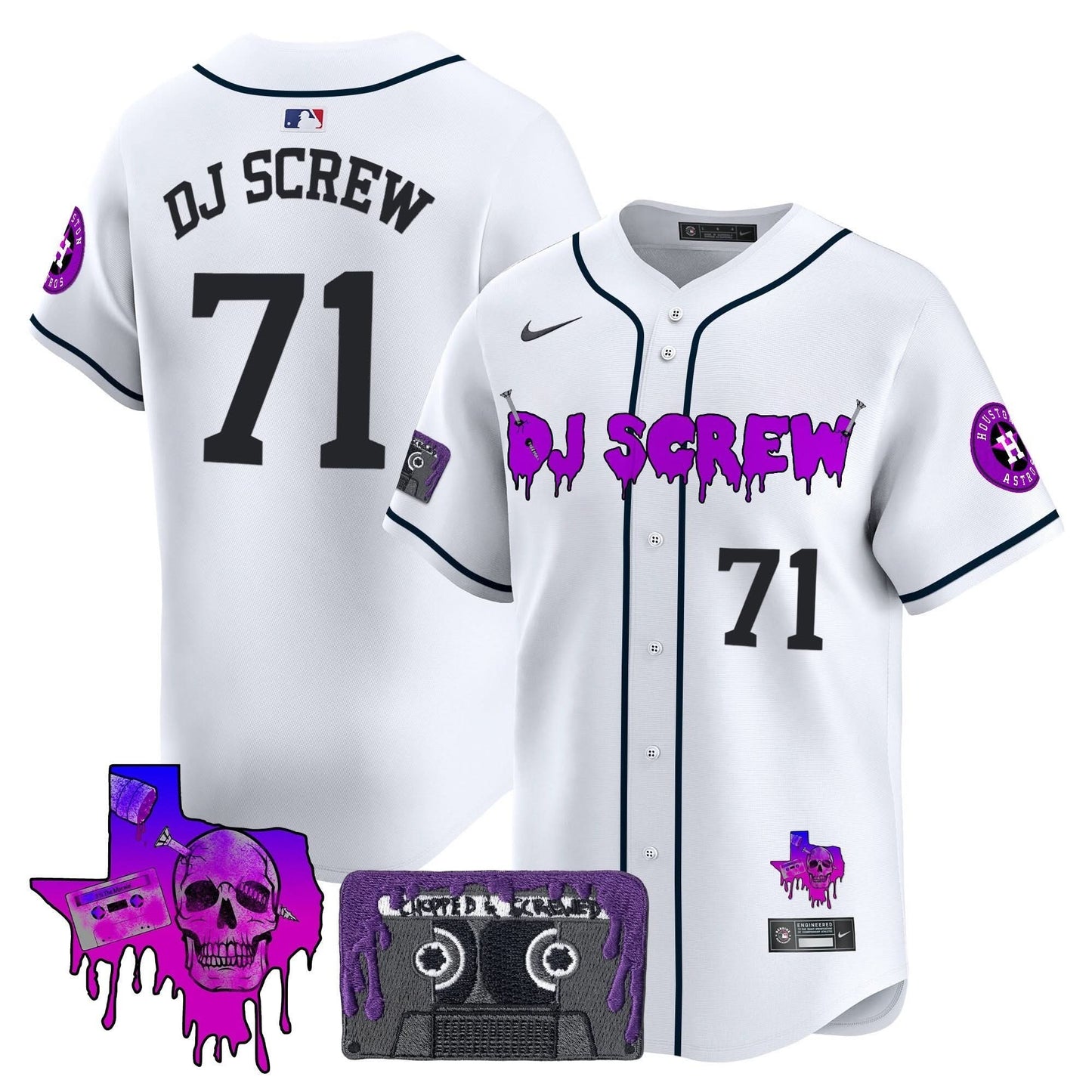 Men's Houston Astros DJ Screw Patch Vapor Premier Limited Jersey V2 - All Stitched