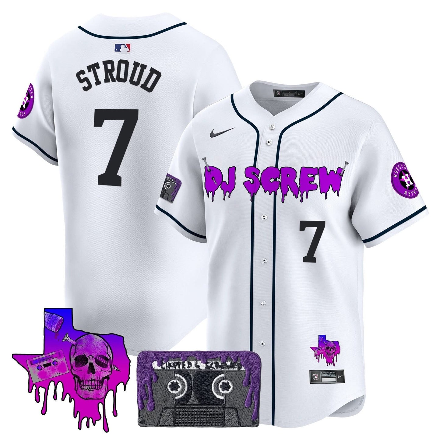 Men's Houston Astros DJ Screw Patch Vapor Premier Limited Jersey V2 - All Stitched