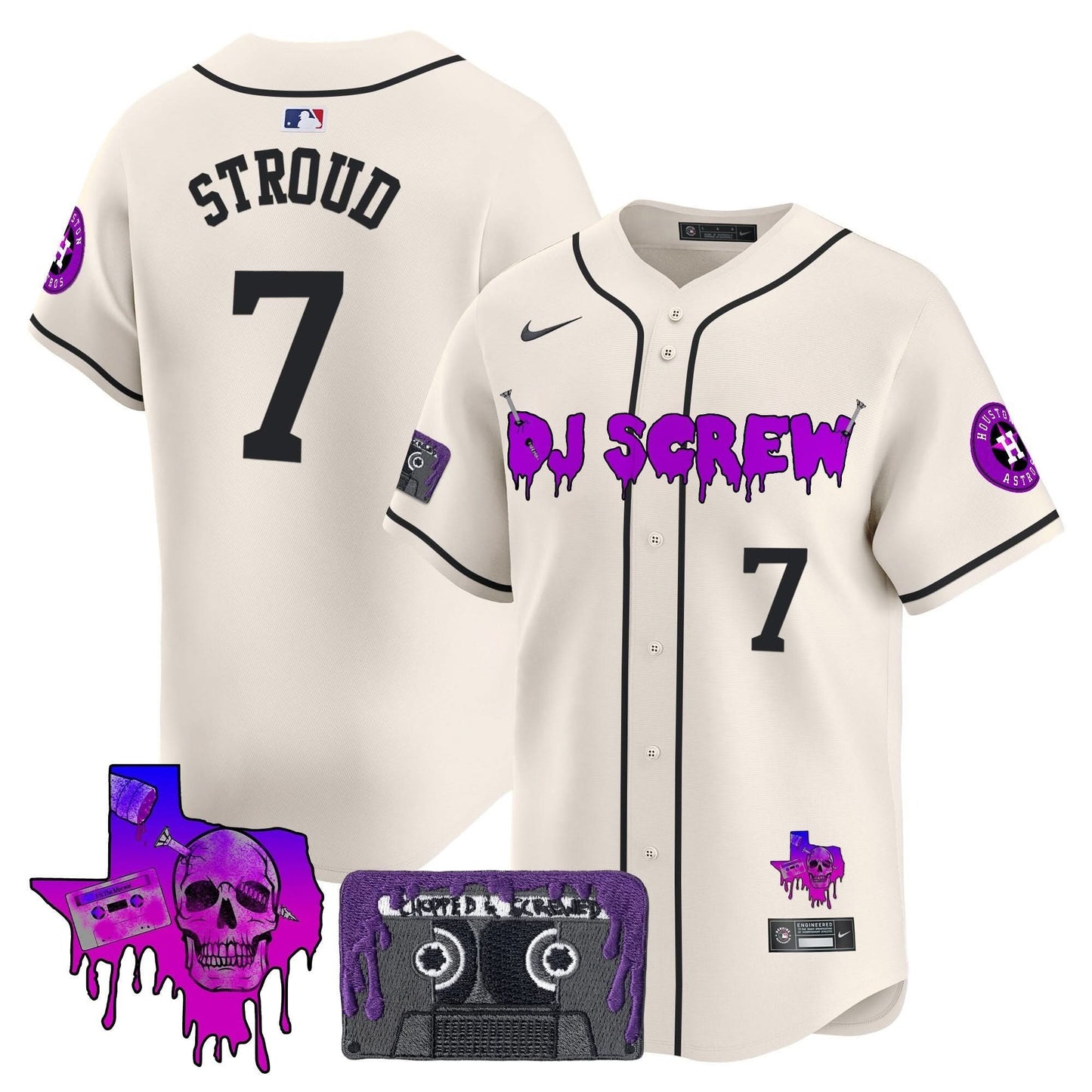 Men's Houston Astros DJ Screw Patch Vapor Premier Limited Jersey V2 - All Stitched