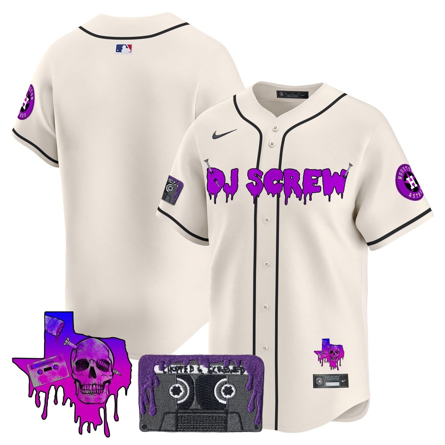 Men's Houston Astros DJ Screw Patch Vapor Premier Limited Jersey V2 - All Stitched