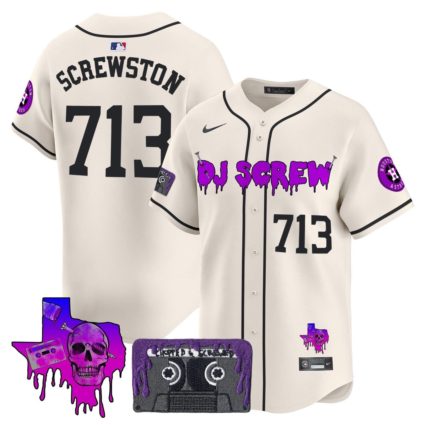 Men's Houston Astros DJ Screw Patch Vapor Premier Limited Jersey V2 - All Stitched