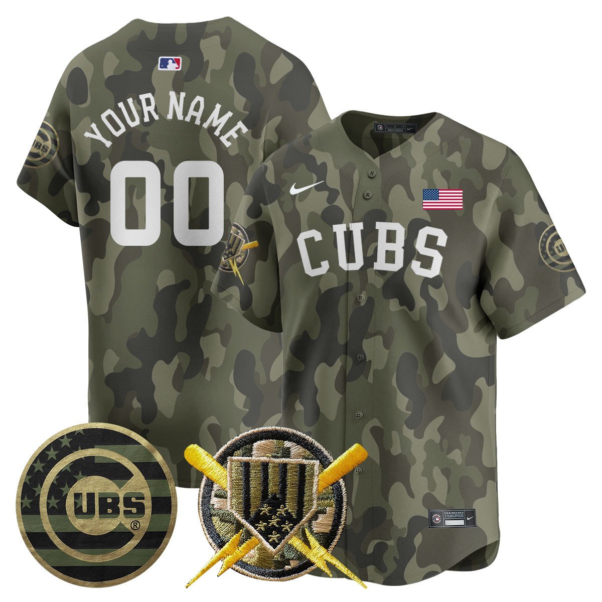 Custom Gender/Name Chicago Cubs 2025 Armed Forces Jersey - All Stitched