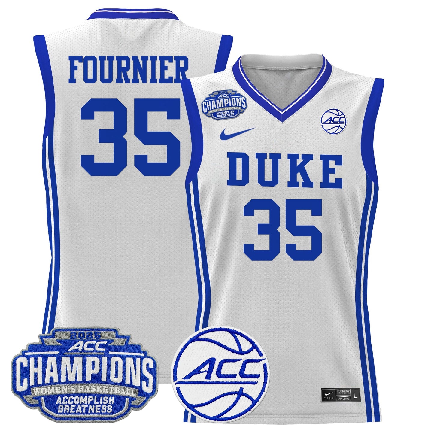 Men's Size - Duke Blue Devils 2025 ACC Women's Conference Tournament Champions Lightweight Basketball Jersey - All Stitched