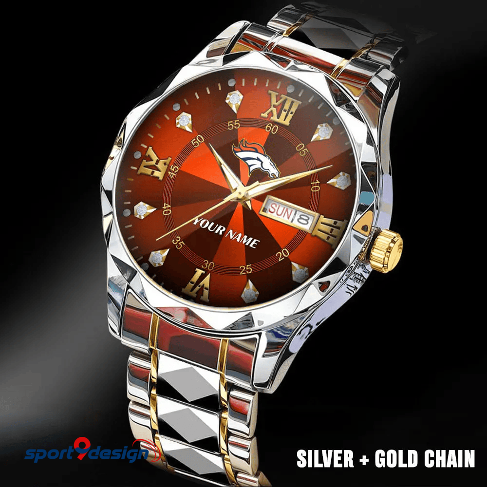 Denver Broncos - American Football Men Luxury Hand Watch All Team Custom Any Name Gift For Fan - Limited Edition