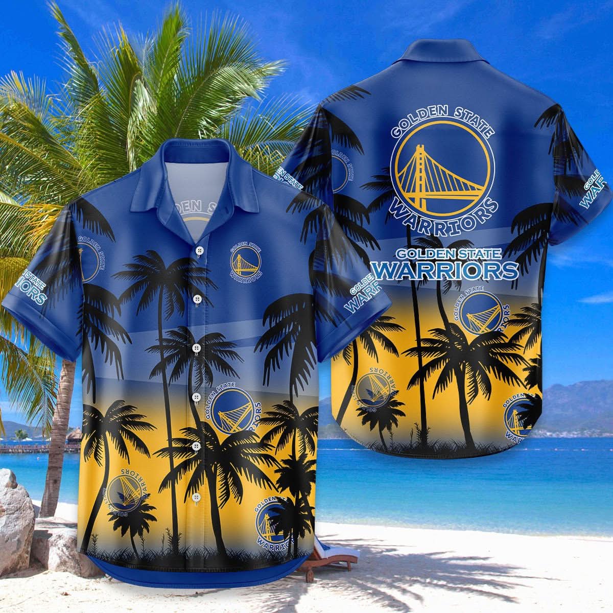 Golden State Warriors Hawaiian Shirt Coconut Tree