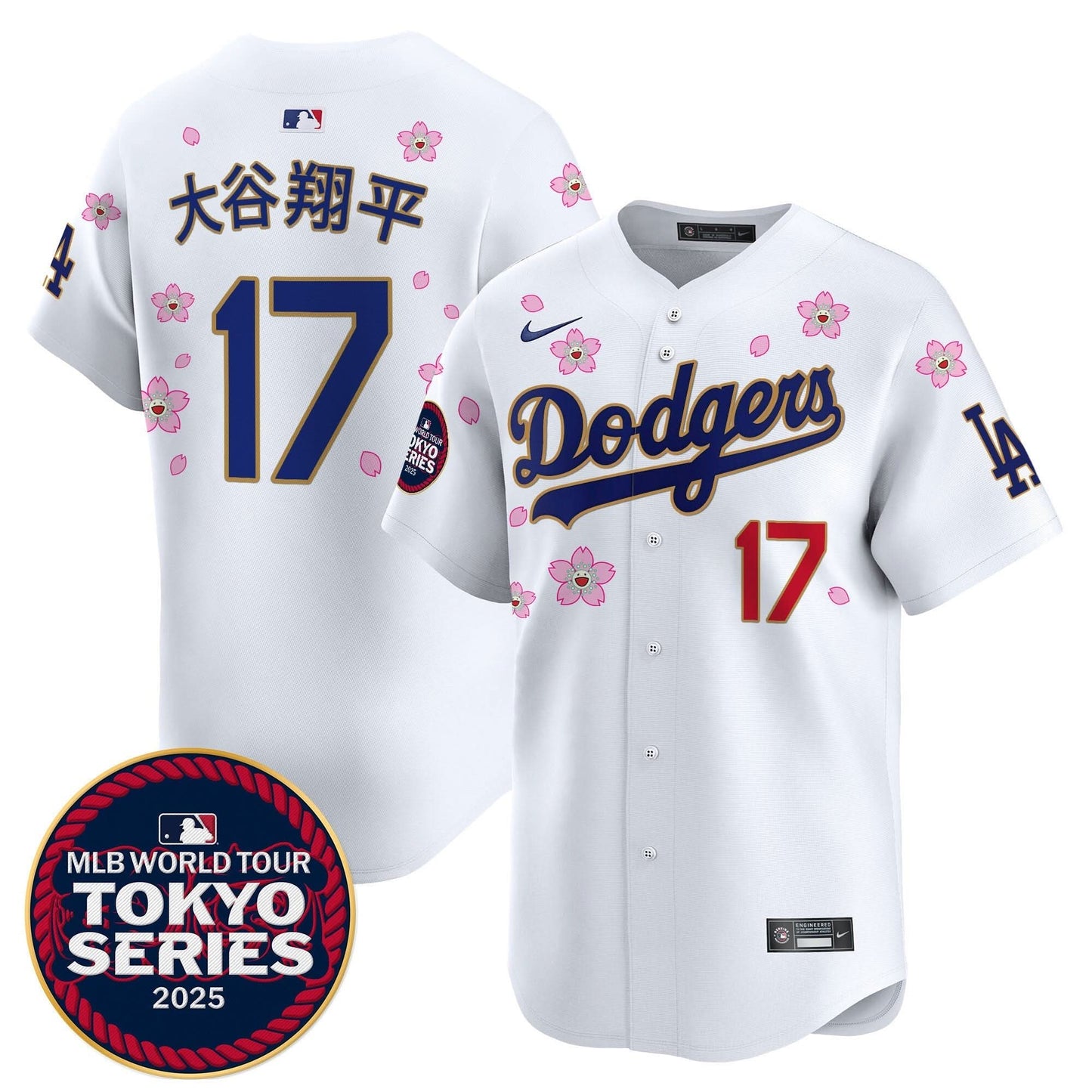Men's Dodgers Tokyo Series 2025 Gold Trim Vapor Premier Limited Jersey - Stitched