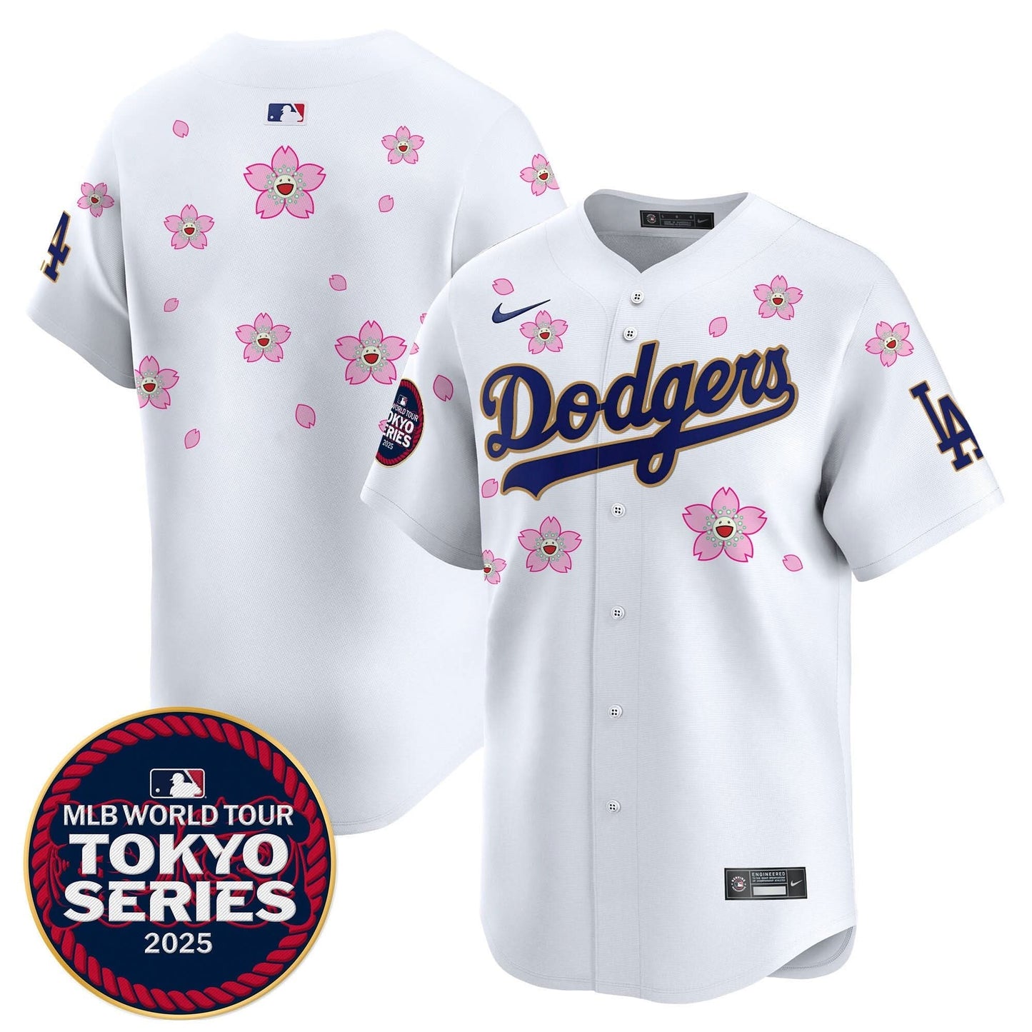 Men's Dodgers Tokyo Series 2025 Gold Trim Vapor Premier Limited Jersey - Stitched