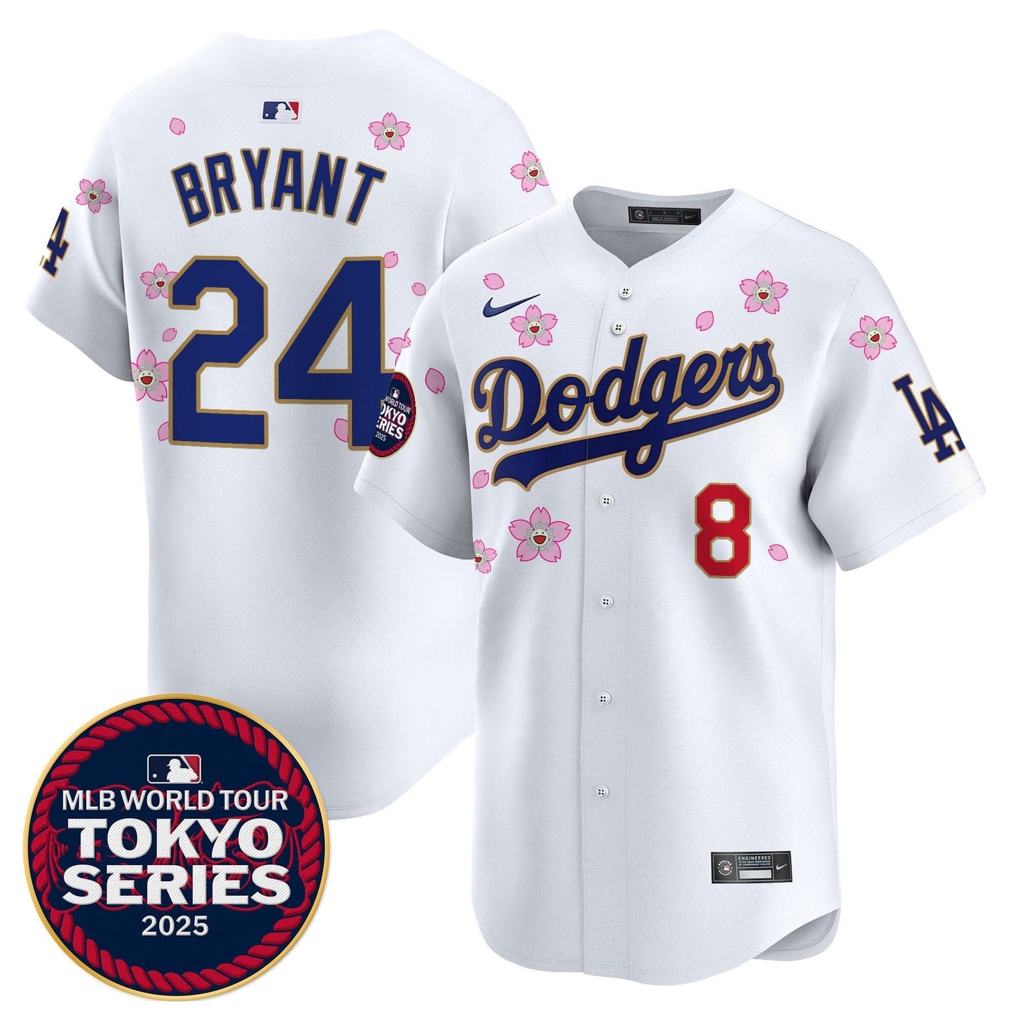 Men's Dodgers Tokyo Series 2025 Gold Trim Vapor Premier Limited Jersey - Stitched