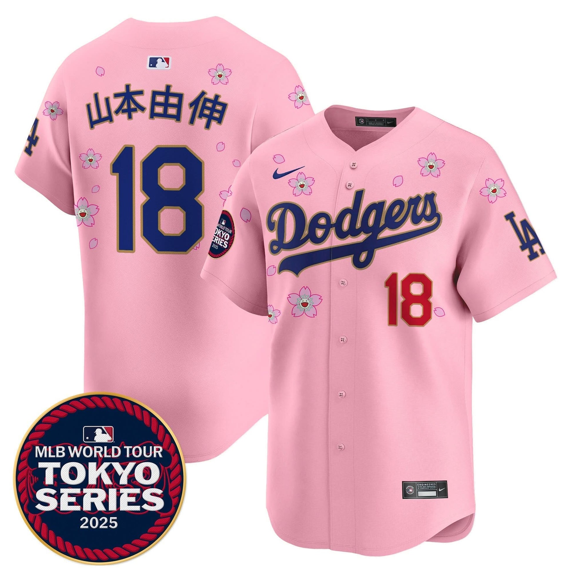 Men's Dodgers Tokyo Series 2025 Gold Trim Vapor Premier Limited Jersey - Stitched