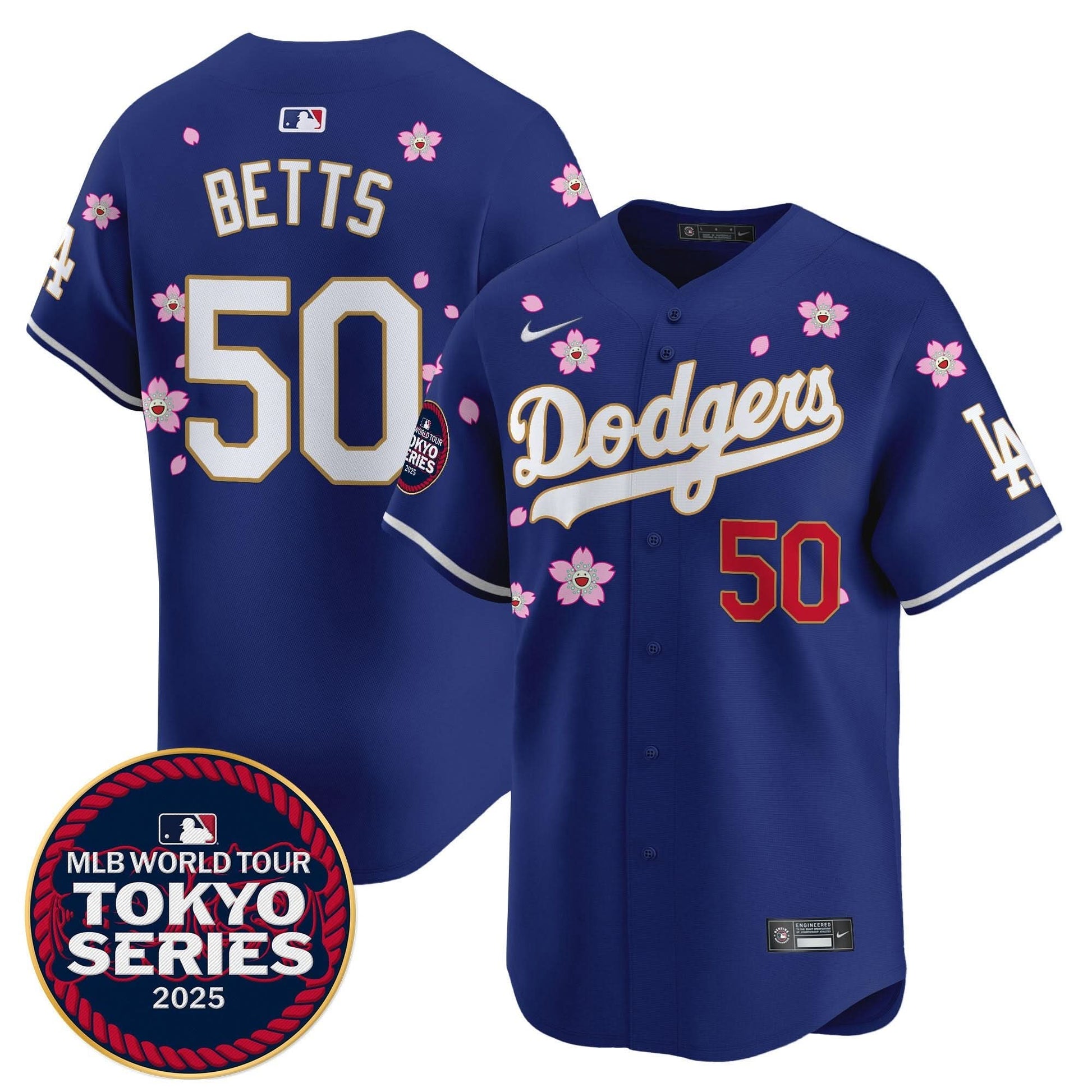 Men's Dodgers Tokyo Series 2025 Gold Trim Vapor Premier Limited Jersey - Stitched
