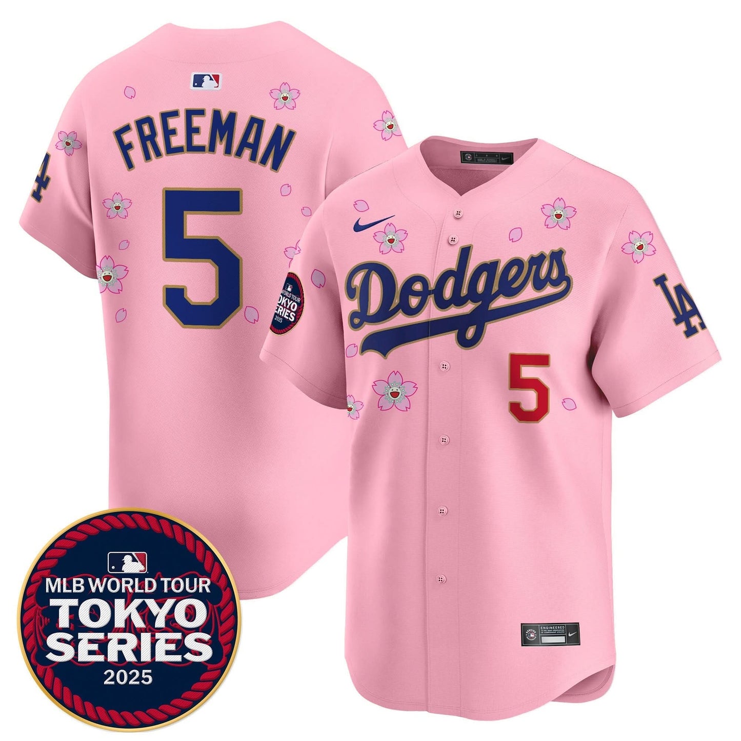 Men's Dodgers Tokyo Series 2025 Gold Trim Vapor Premier Limited Jersey - Stitched