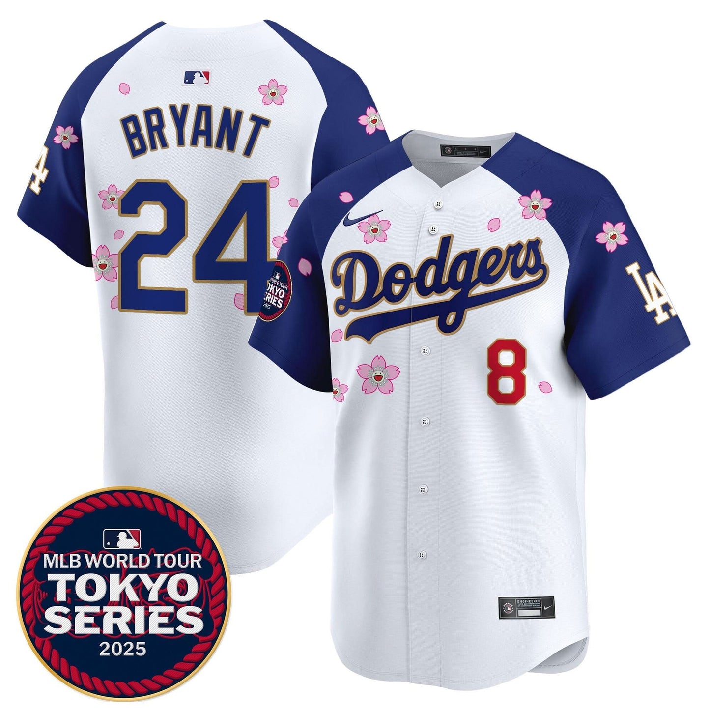 Men's Dodgers Tokyo Series 2025 Gold Trim Vapor Premier Limited Jersey - Stitched