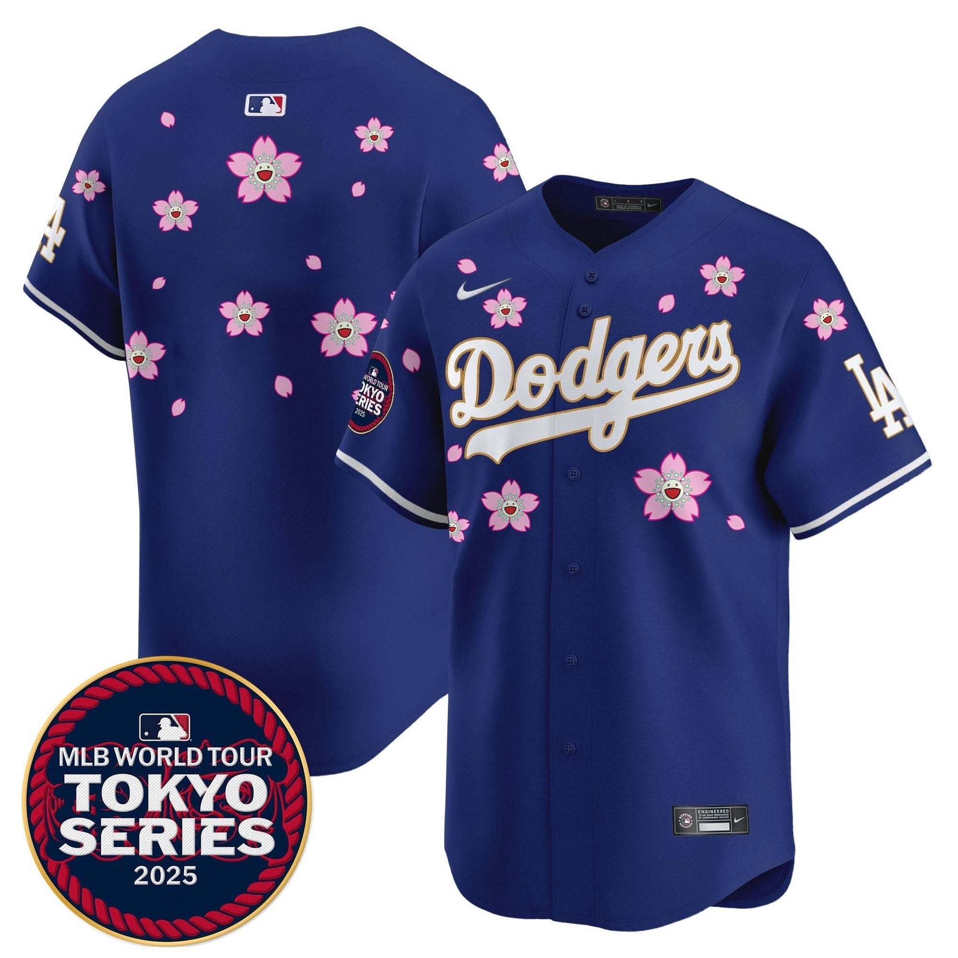 Men's Dodgers Tokyo Series 2025 Gold Trim Vapor Premier Limited Jersey - Stitched
