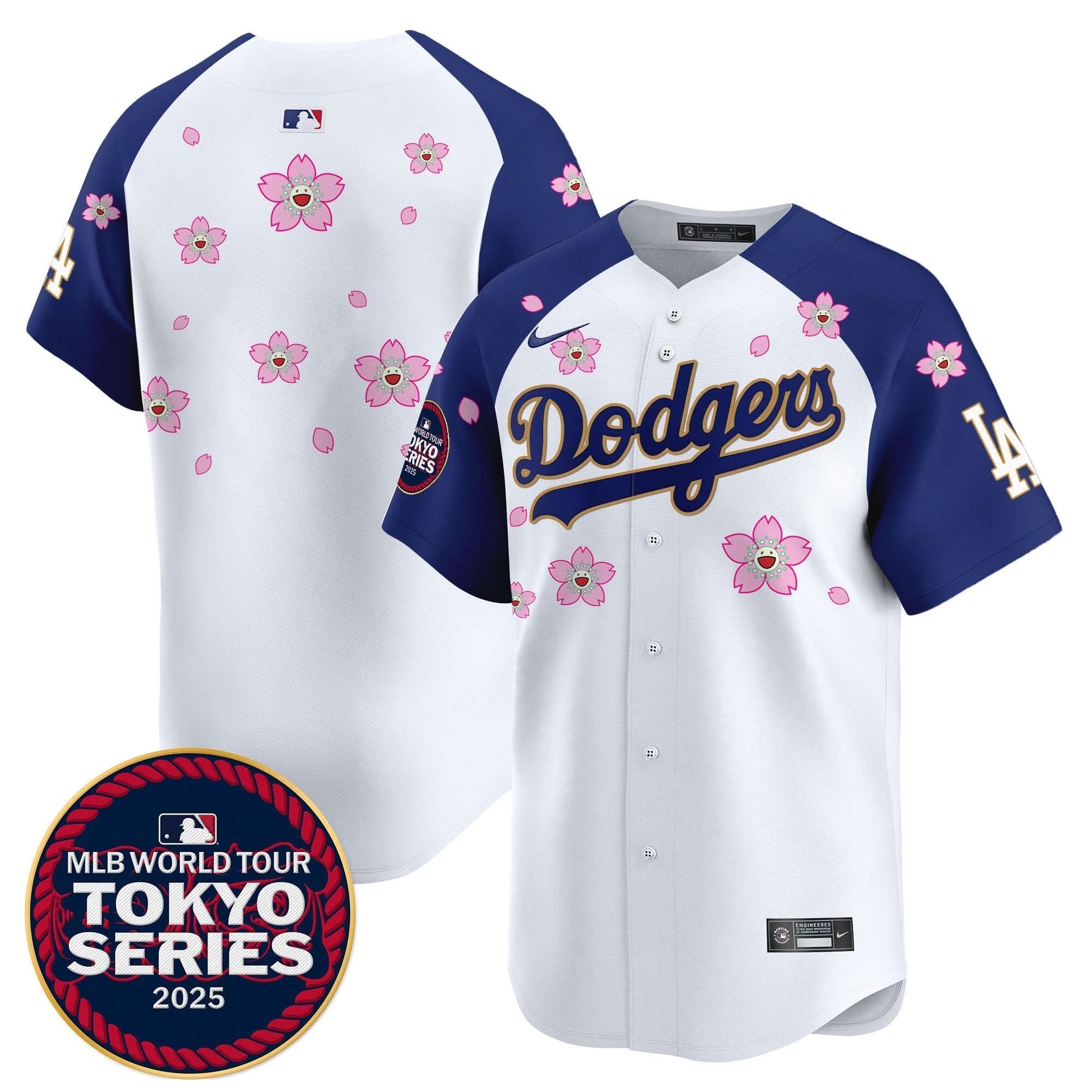 Men's Dodgers Tokyo Series 2025 Gold Trim Vapor Premier Limited Jersey - Stitched