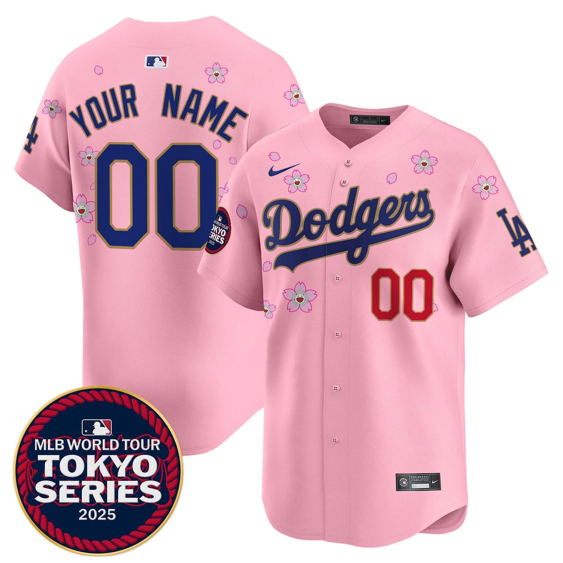 Dodgers Tokyo Series 2025 Gold Trim Vapor Premier Limited Custom Jersey - Stitched