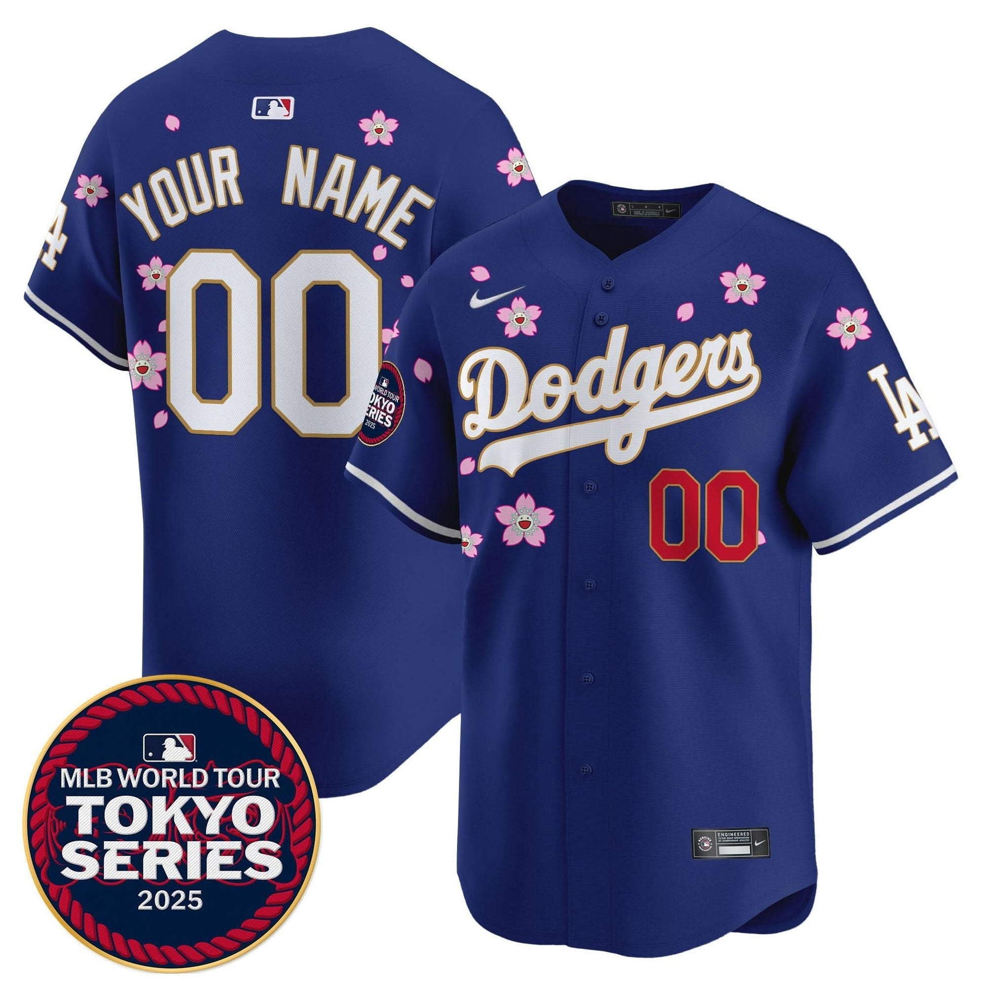 Dodgers Tokyo Series 2025 Gold Trim Vapor Premier Limited Custom Jersey - Stitched