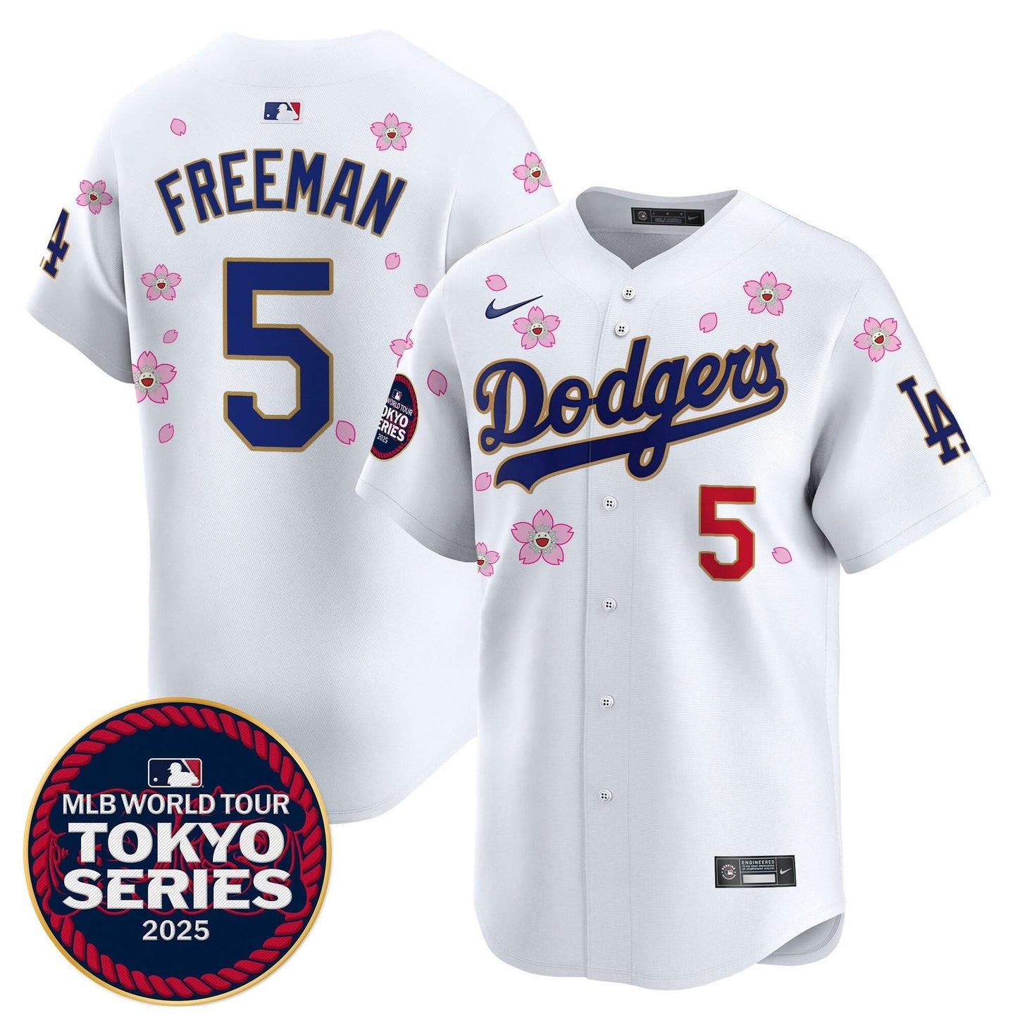 Men's Dodgers Tokyo Series 2025 Gold Trim Vapor Premier Limited Jersey V2 - Stitched